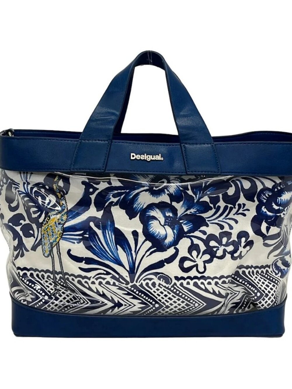 Desigual Clear Blue Vinyl Leather Tote Bag